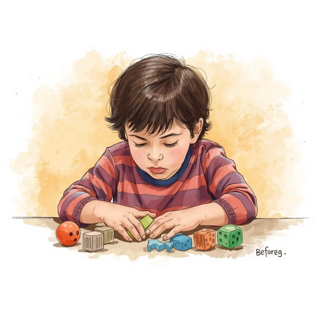 Niño autista jugando con herramientas que le regulan antes una desregulación