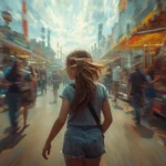 niña autista caminando de espalda por que esta huyendo de muchos estimulos